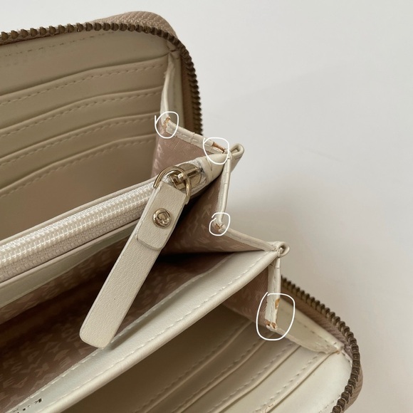 Kate Spade New York Neda Signature Stucco Canvas Zip Around Beige Wallet - Picture 15 of 15